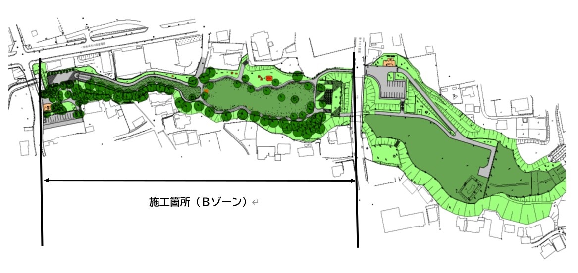 清水川せせらぎ公園工事施工箇所